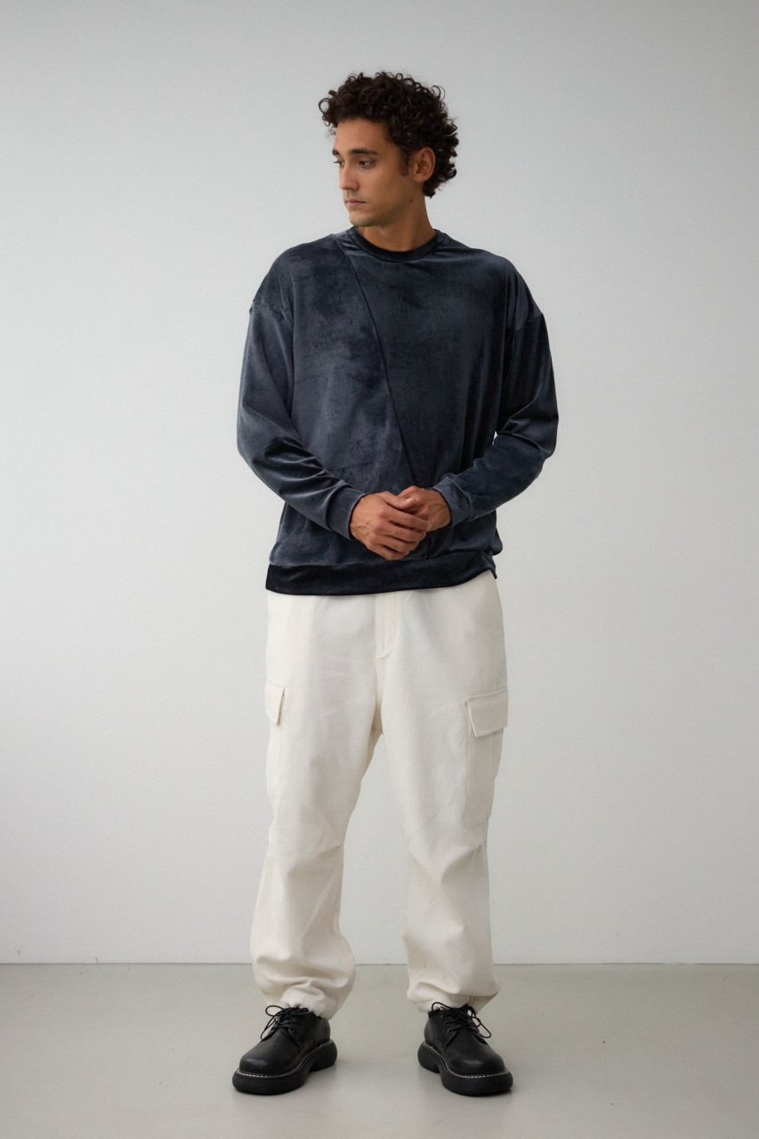 ファーパイルベロアドッキングトップス 柄BLK FREE