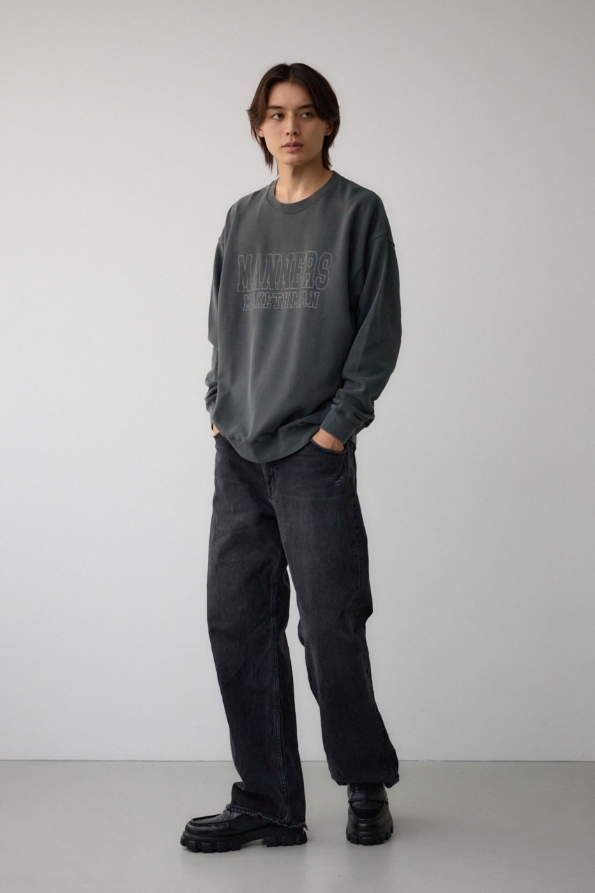 ピグメントクルーネックスウェット L/BLK M