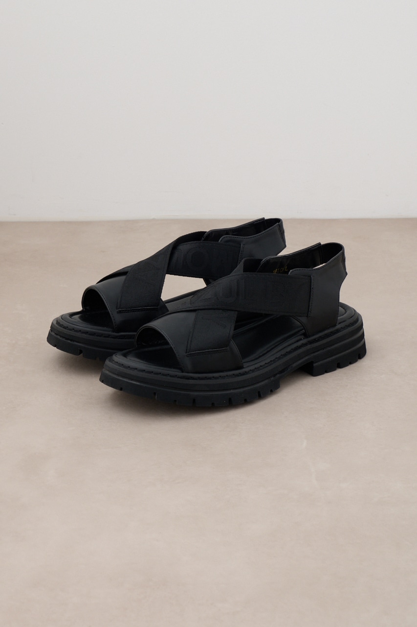ジャガードロゴテープサンダル BLK M