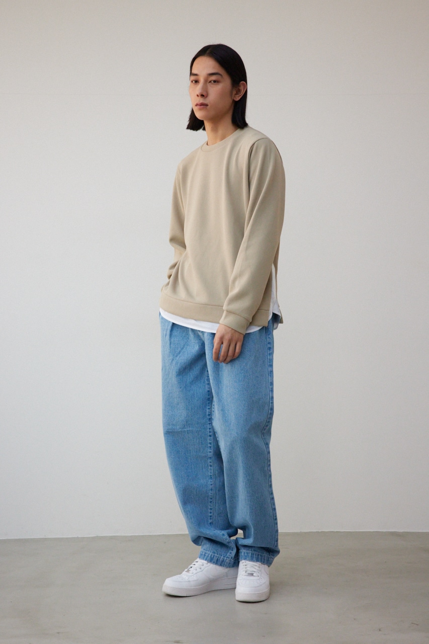 シャツレイヤードスリットニットソー BEG M