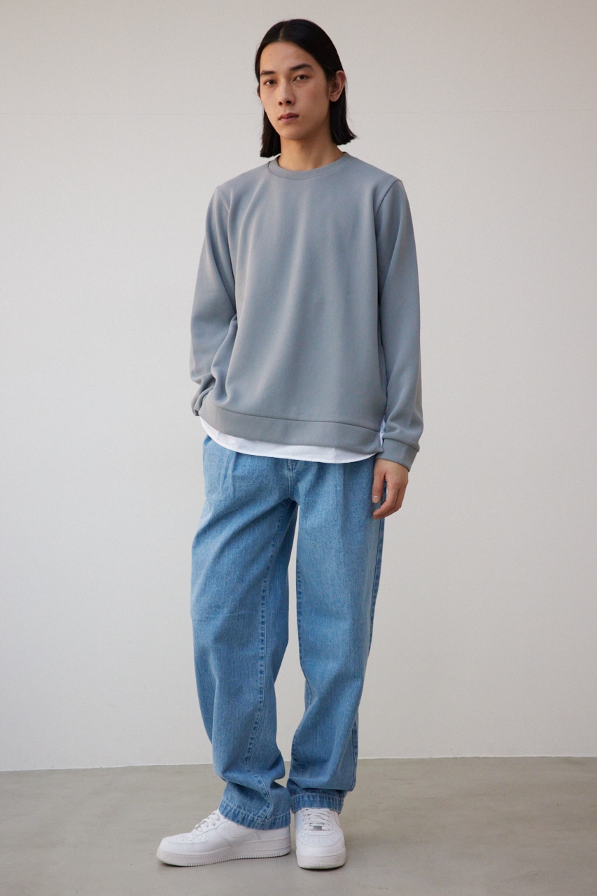 シャツレイヤードスリットニットソー GRY M