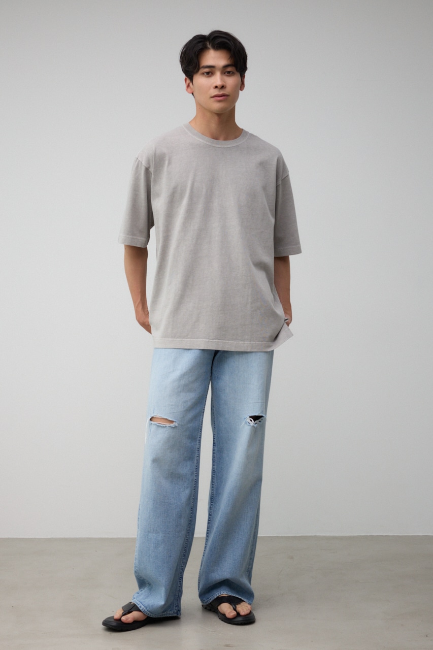 ピグメントサイドスリットTEE L/GRY M