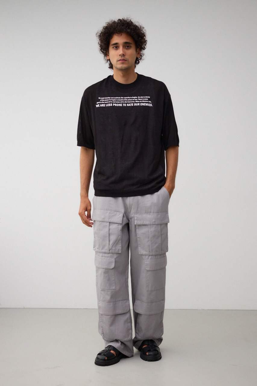 サマーニットグラフィックトップス BLK FREE