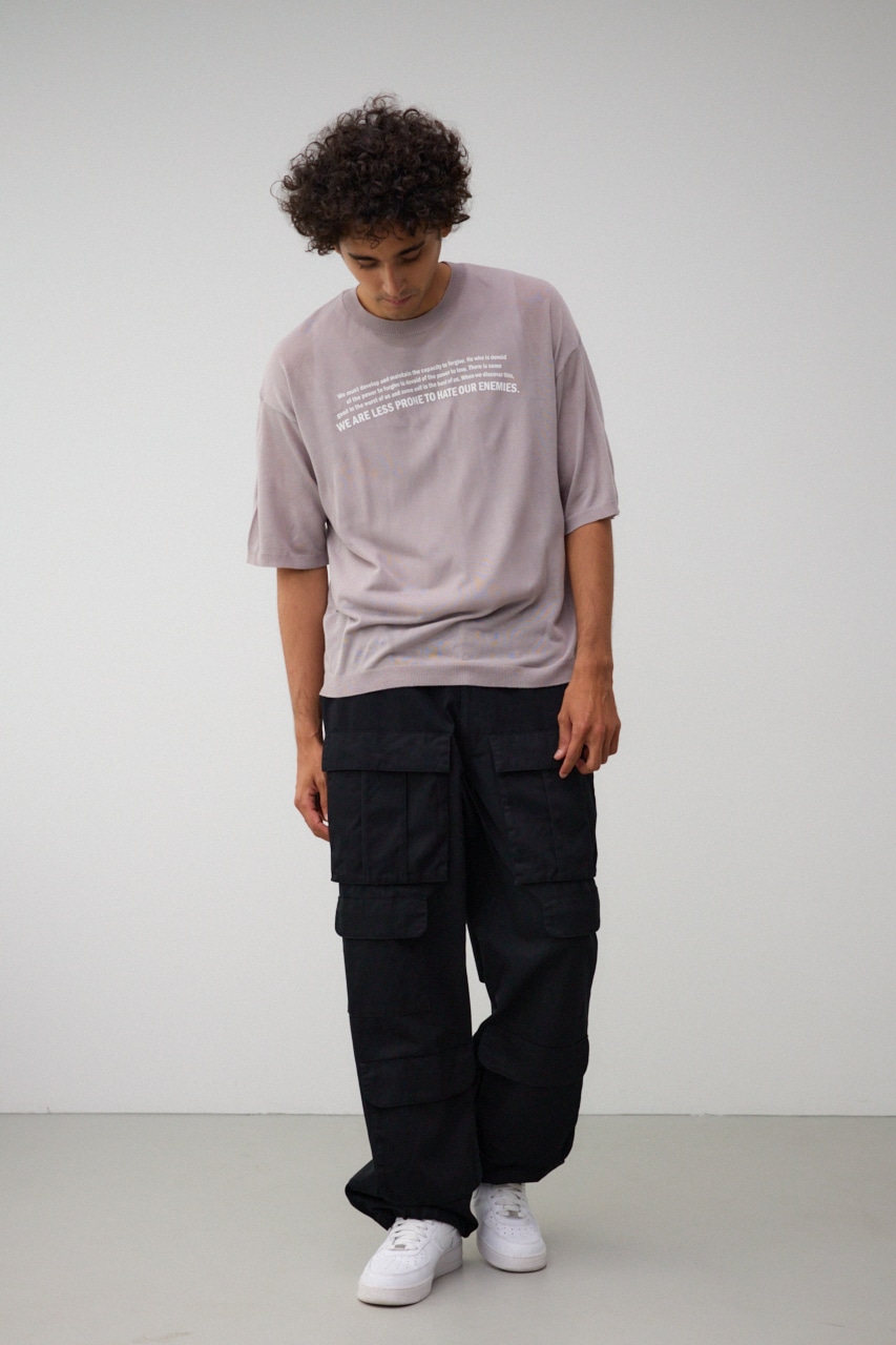 サマーニットグラフィックトップス L/GRY FREE