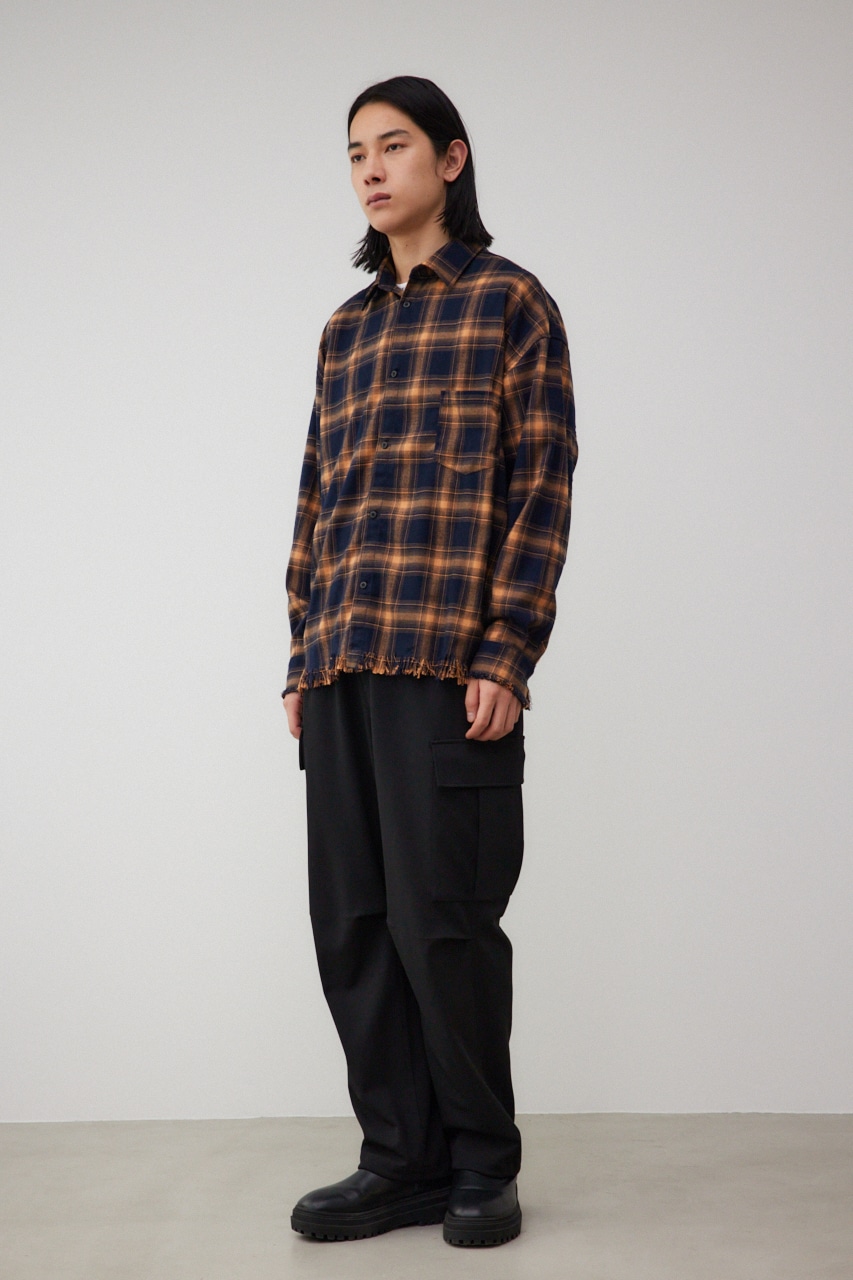 カットオフダメージシャツ 柄BEG FREE