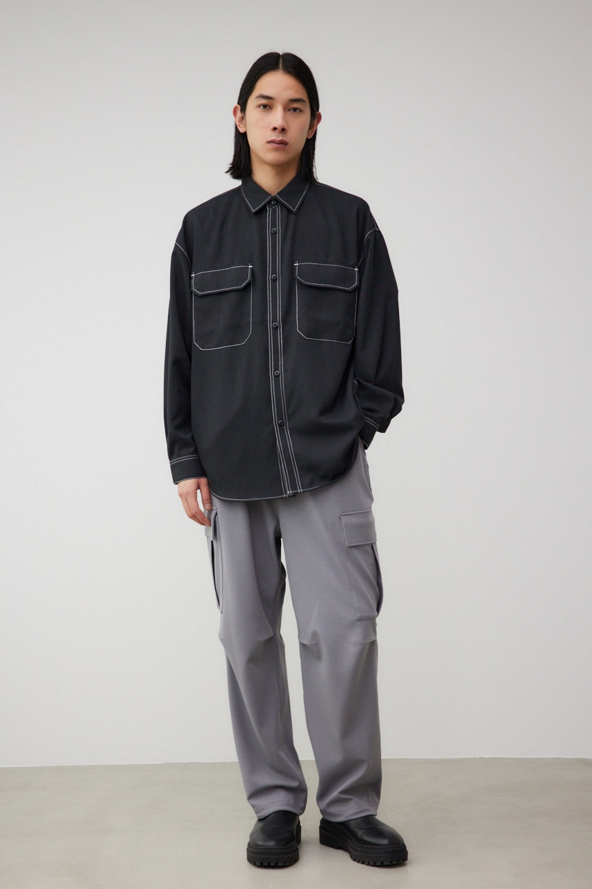 アウトステッチCPOシャツ BLK FREE