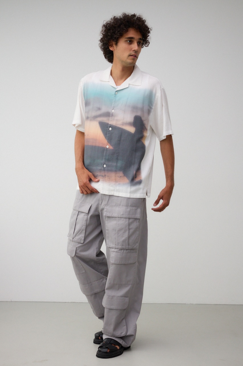 ビンテージ風サーフフォトシャツ 柄WHT FREE