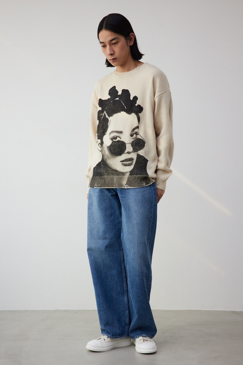 フォトプリントニットトップス IVOY FREE