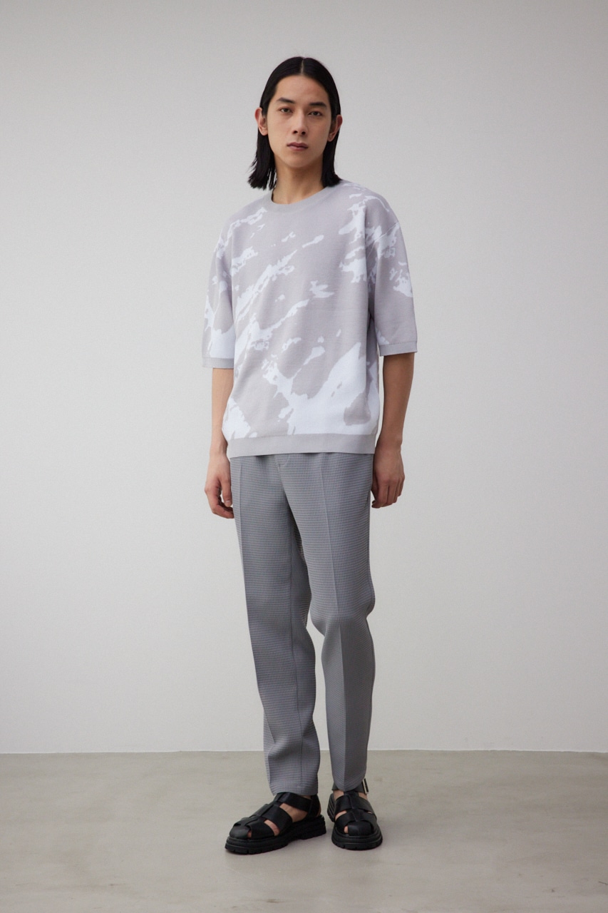 総柄半袖ニットトップス 柄GRY FREE