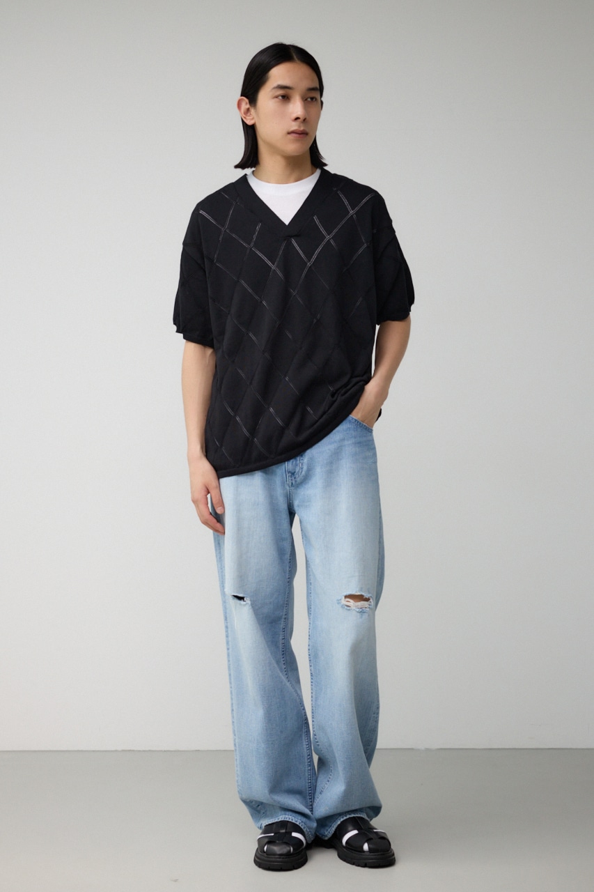 スカシアミレイヤードニット BLK M