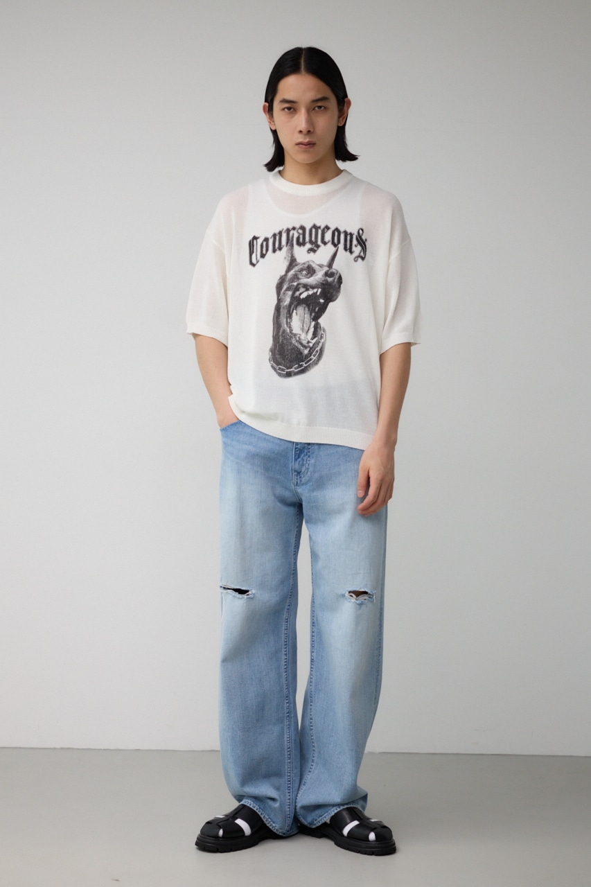 Couragcousプリント半袖ニット IVOY FREE