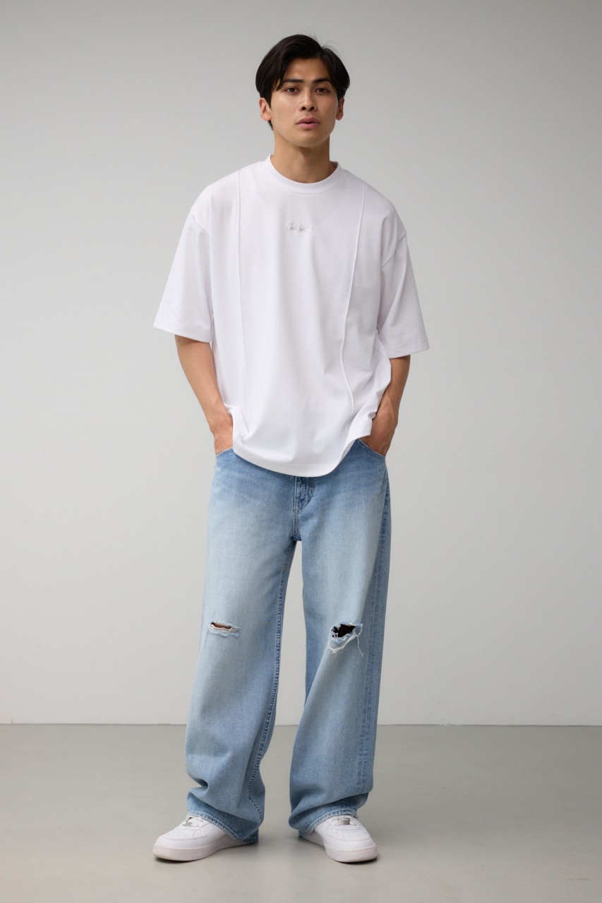 ピンタック1ポイント刺繍TEE WHT FREE