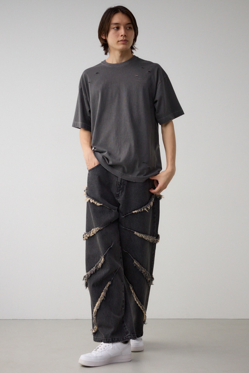 ピグメントダメージTシャツ BLK FREE