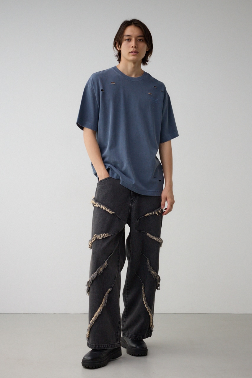 ピグメントダメージTシャツ BLU FREE