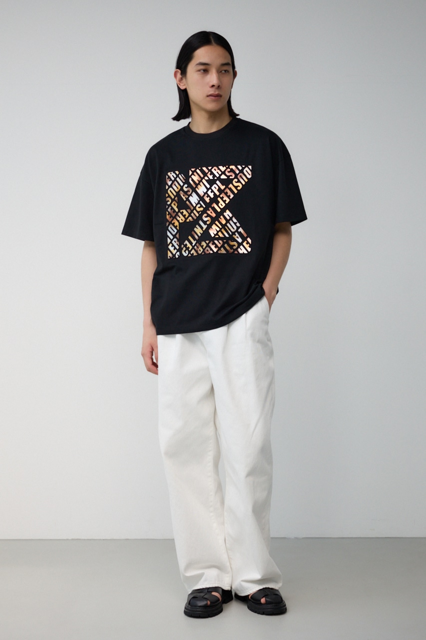 ブロンズエンボス半袖TEE BLK FREE
