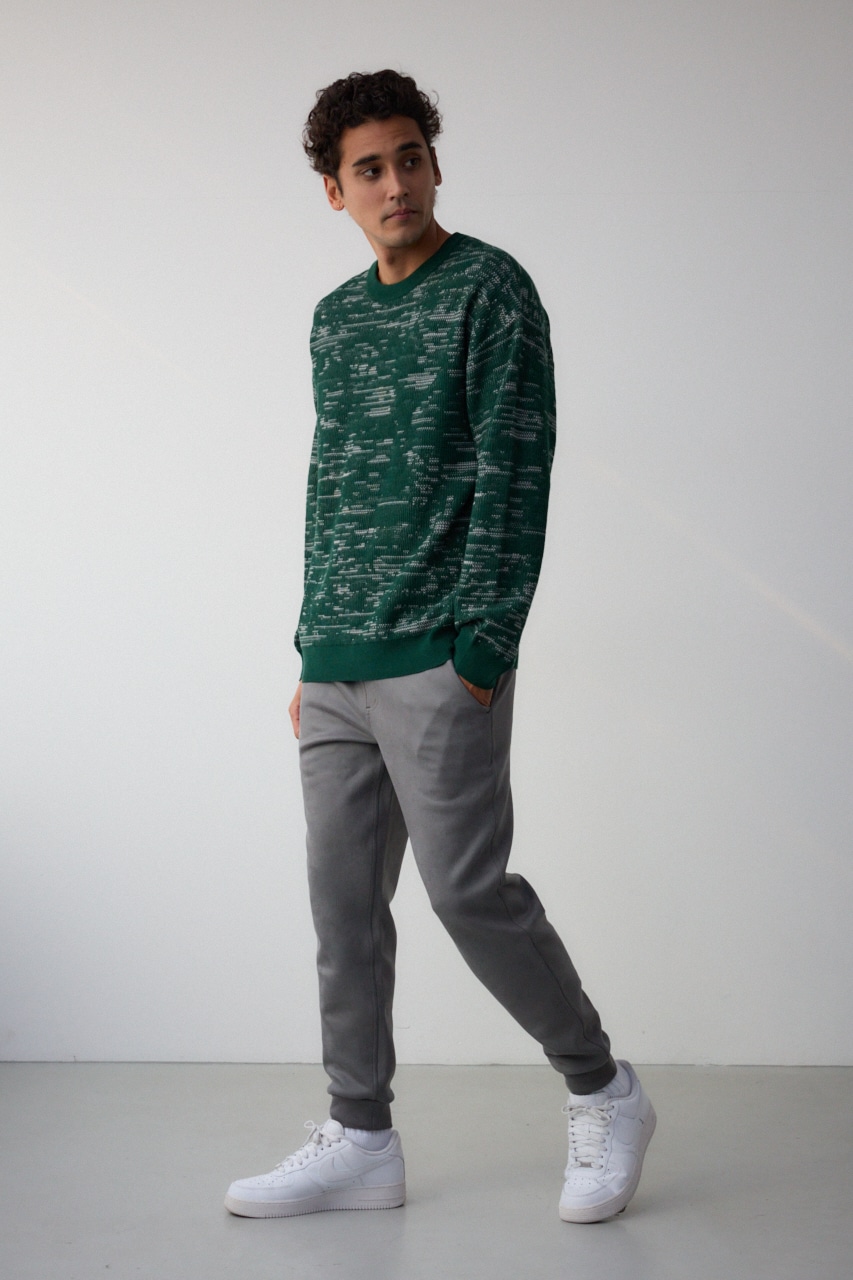 コントラストジャガードニット GRN S