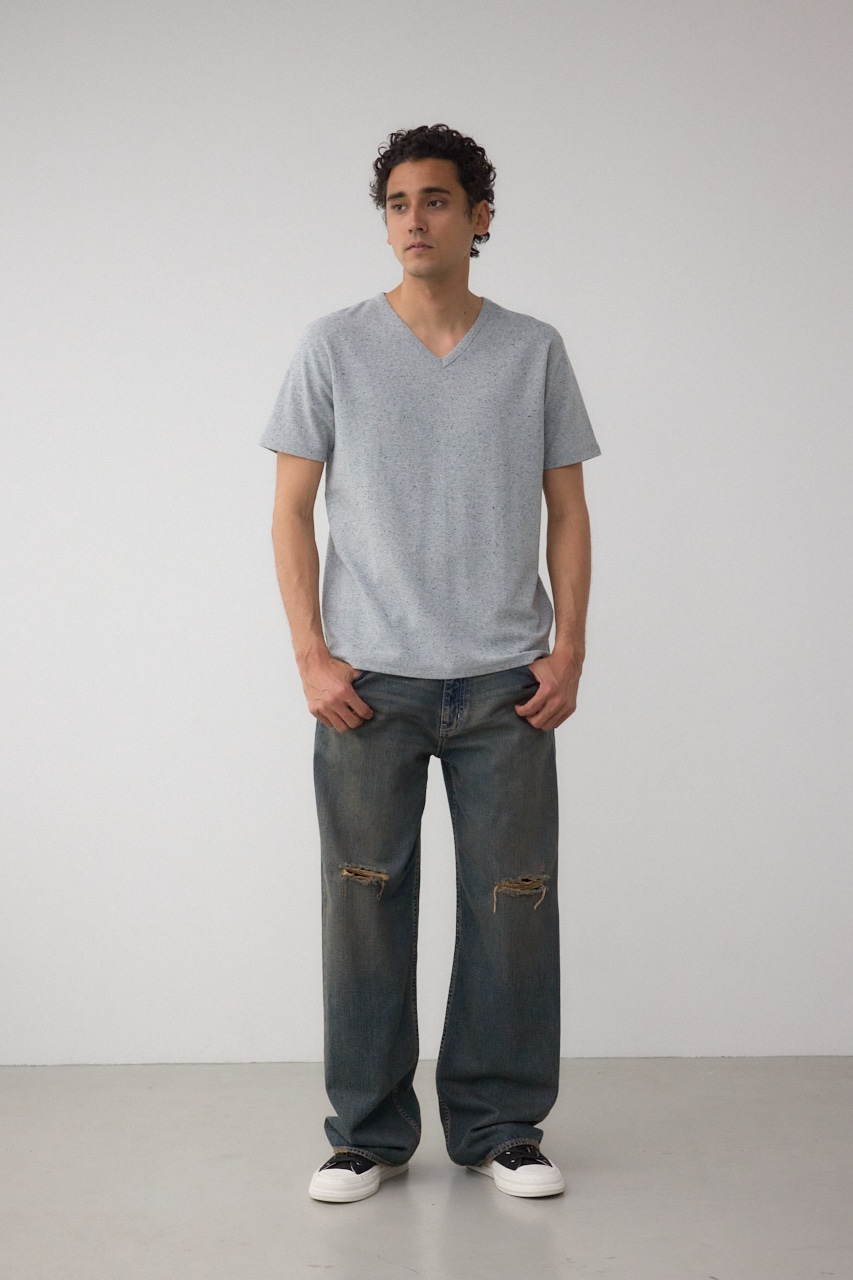 タックフライスVネックTシャツ T.GRY XL