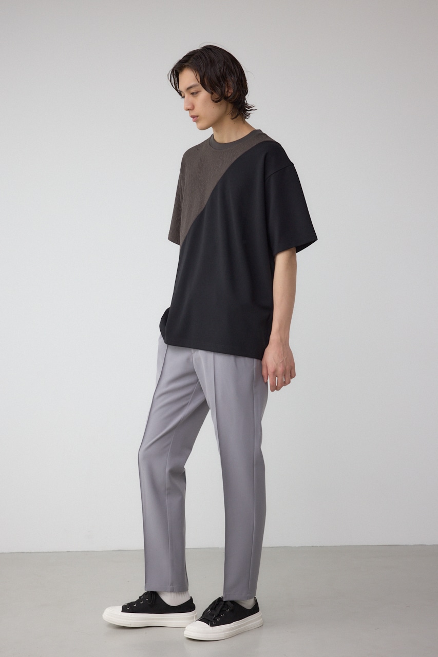 異素材スウィッチングラフィックTEE 柄BLK M