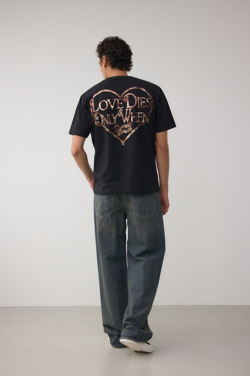 ハートゴールド発泡プリントTEE BLK L