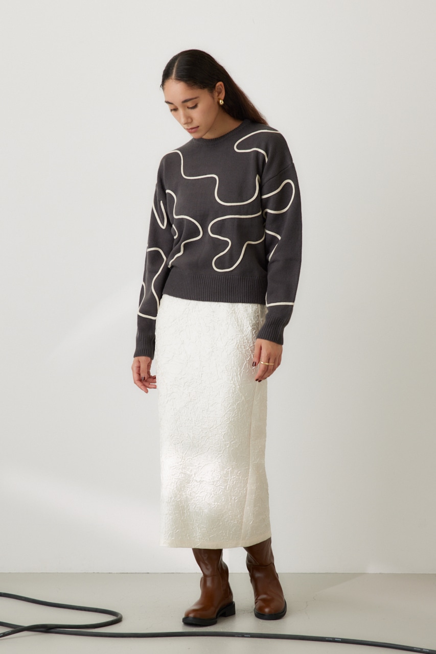 コードエンブロイダリーニット GRY FREE