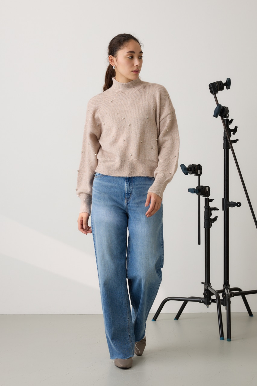 ラインストーンニット L/PNK FREE