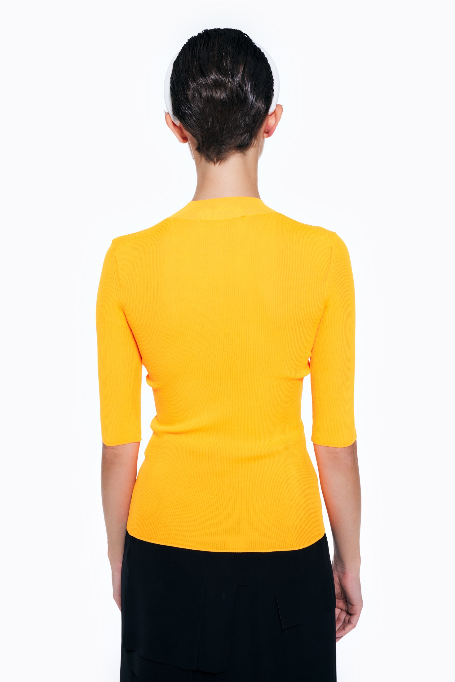 RIB STAND NECK HALF SLEEVE TOPS｜38｜GRN｜KNIT WEAR｜|ENFÖLD (ブラック・Ｌサイズ)セリテラフィットボディウォーマー