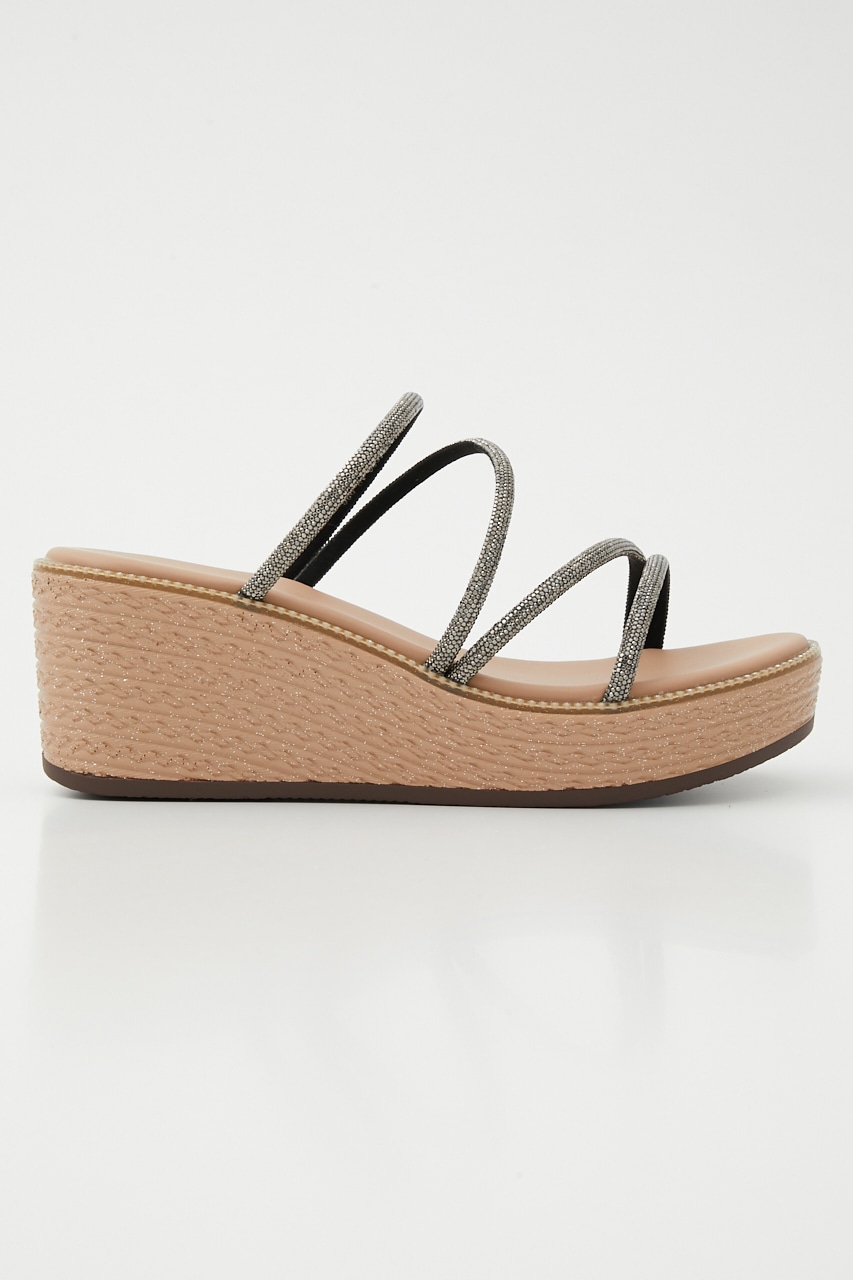 コードストラップウェッジヒールサンダル BLK 23.5cm