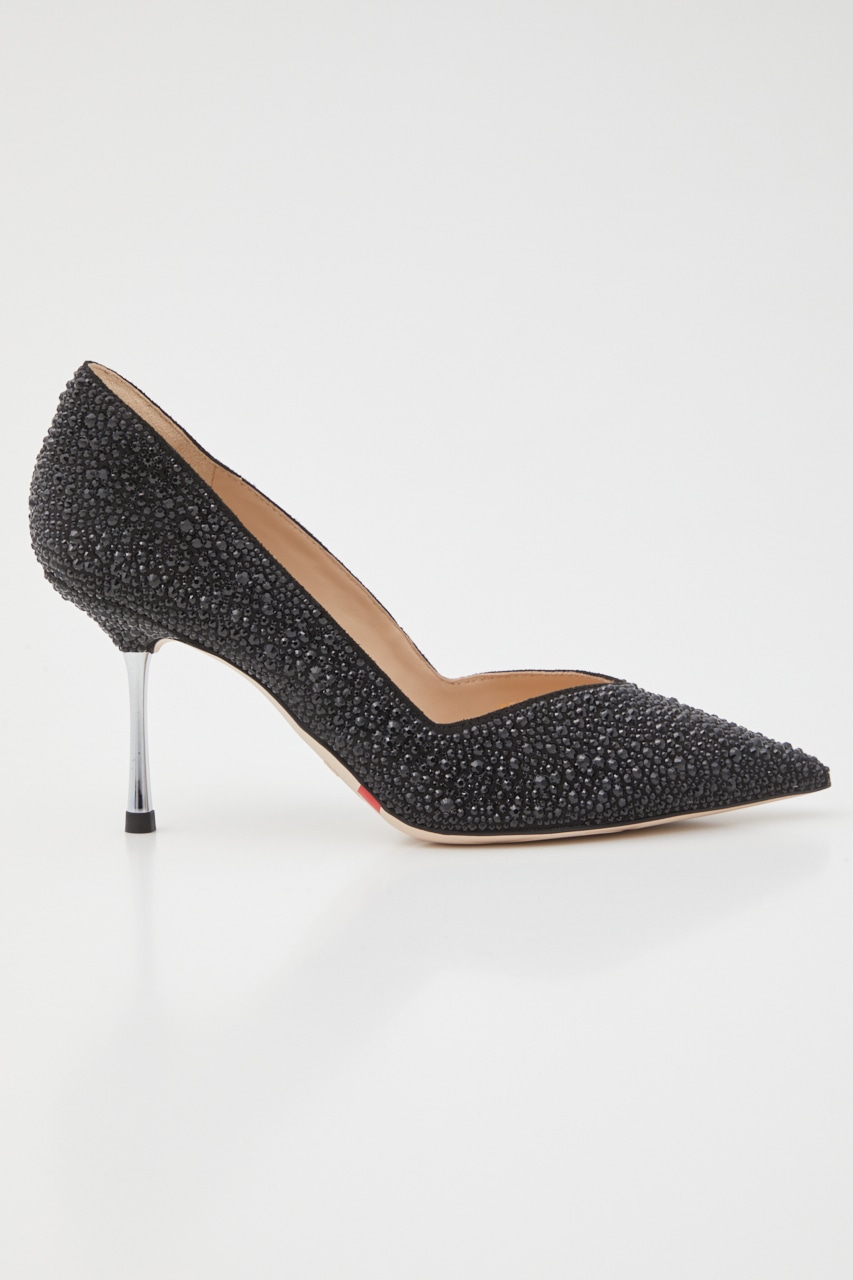 Vカットクイーンパンプス 柄BLK 22.5cm