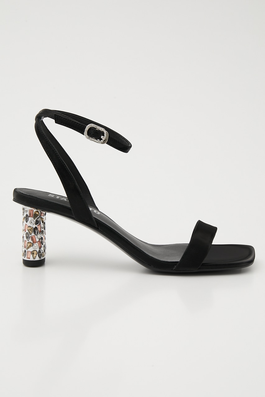 テ-フォニーカラーストーンヒールサンダル BLK 24.5cm
