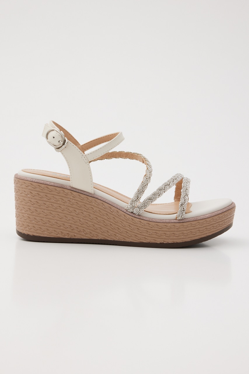 プルスコードストラップウェッジヒールサンダル WHT 22.0cm