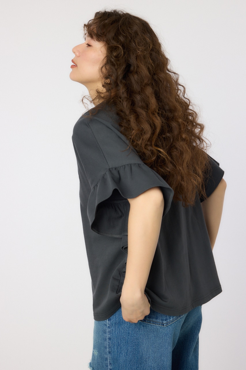 フリルスリーブトップス C.GRY FREE