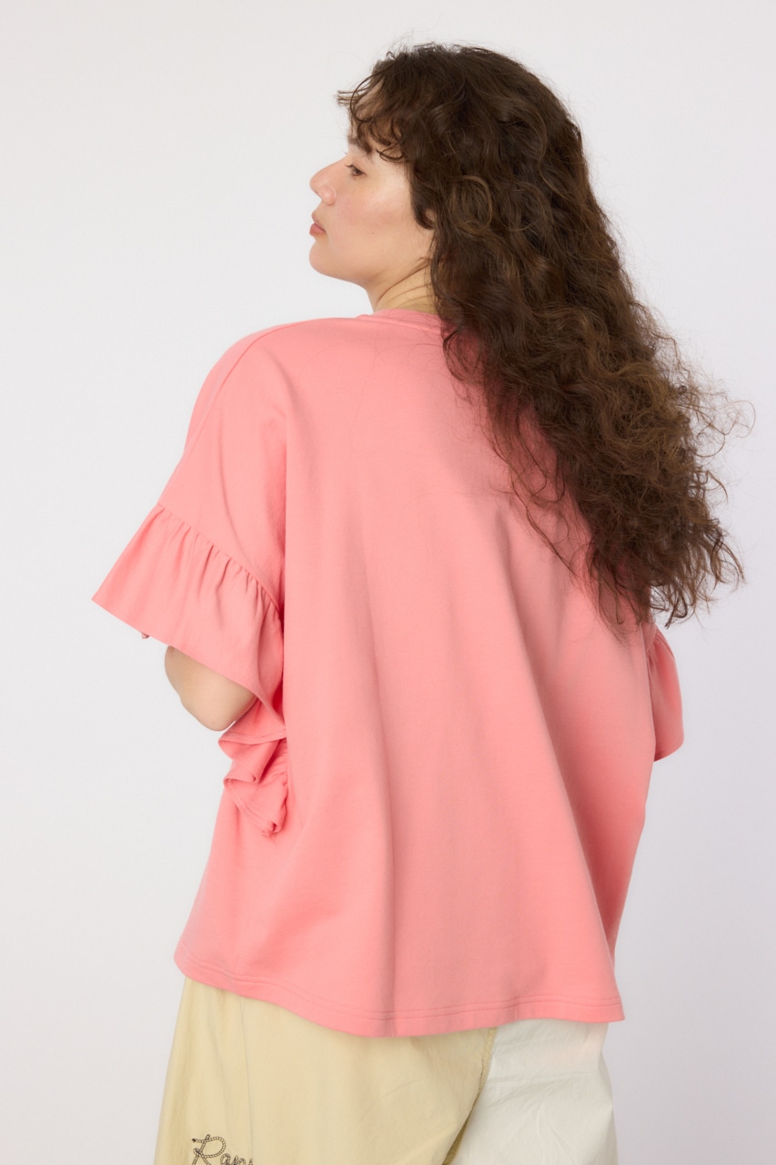 フリルスリーブトップス L/RED FREE