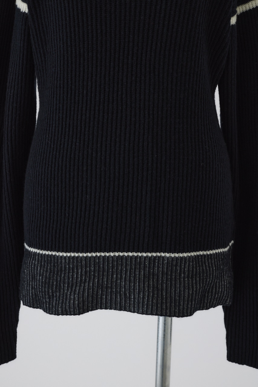 【LIMITED SALE】Curved mix color tunic BLK FREE