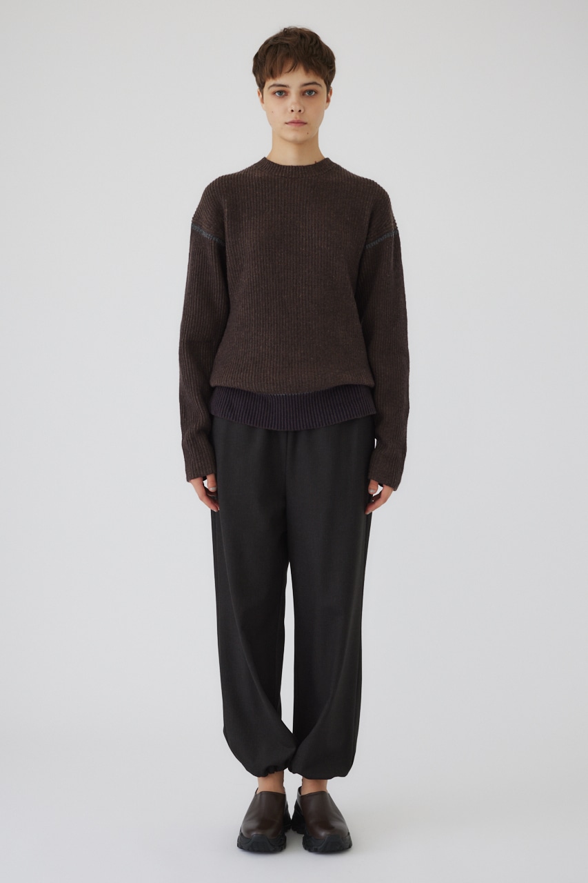 【LIMITED SALE】Curved mix color tunic BRN FREE