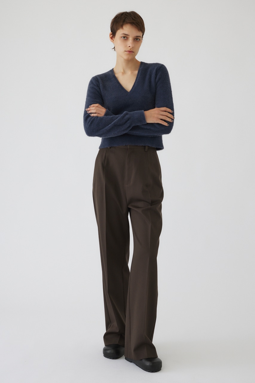 【LIMITED SALE】Shaggy v neck knit tops BLU FREE