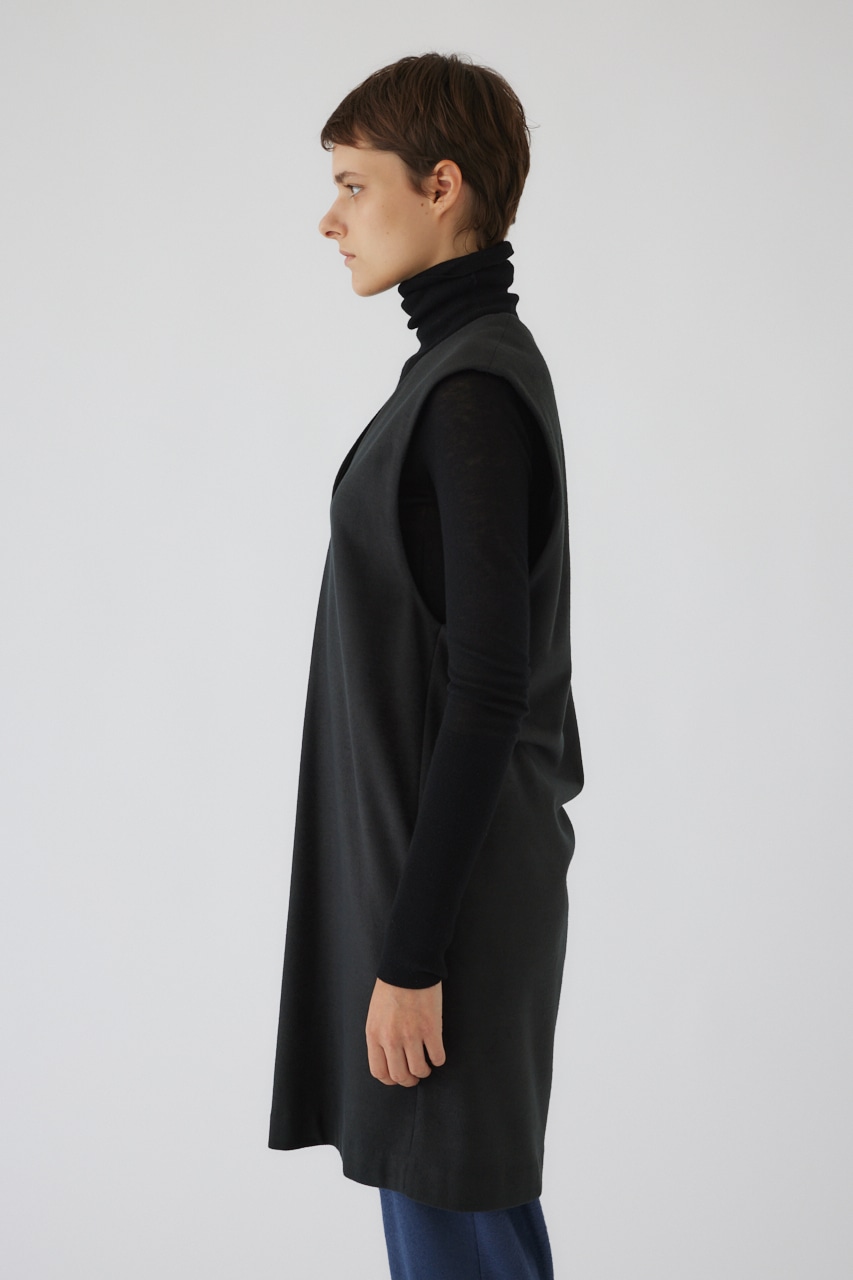 Soft felt long vest L/BLK 36