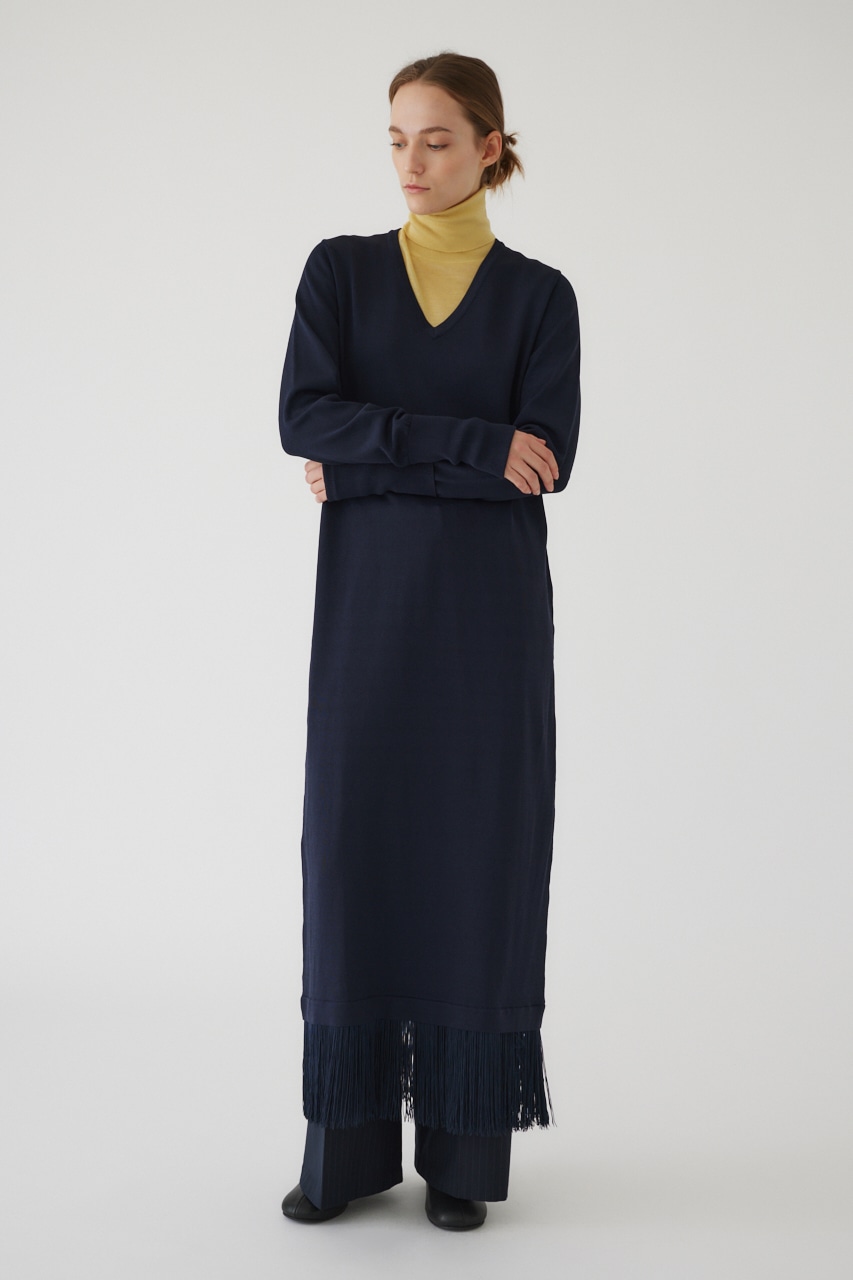 【LIMITED SALE】Fringe flare dress NVY 36