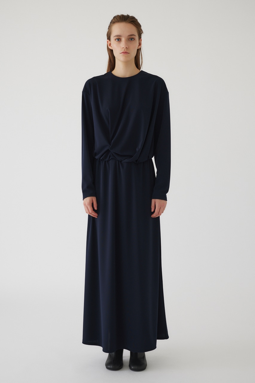 【LIMITED SALE】Asymmetry drape dress NVY 38