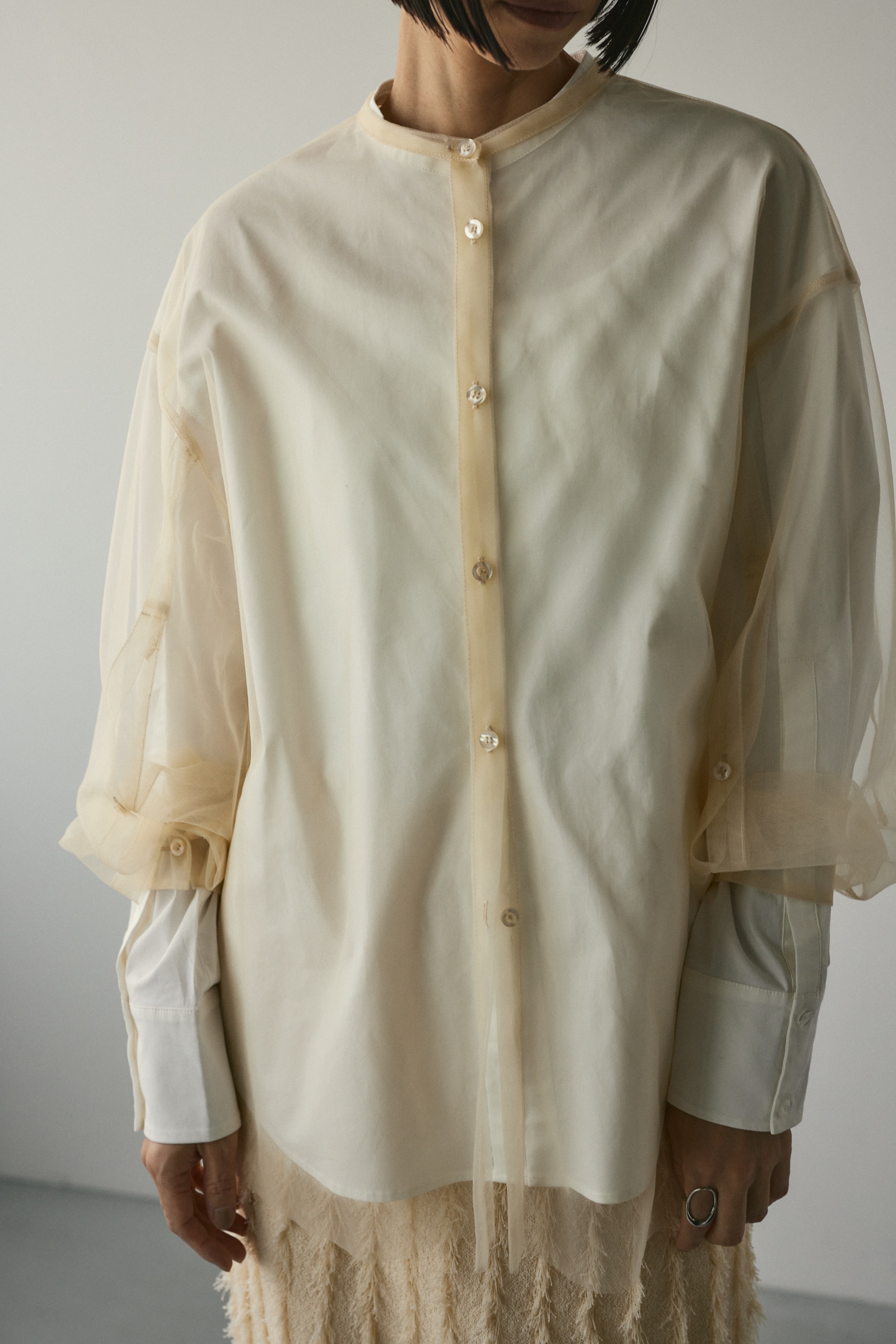 2ピースチュールレイヤードシャツ WHT FREE