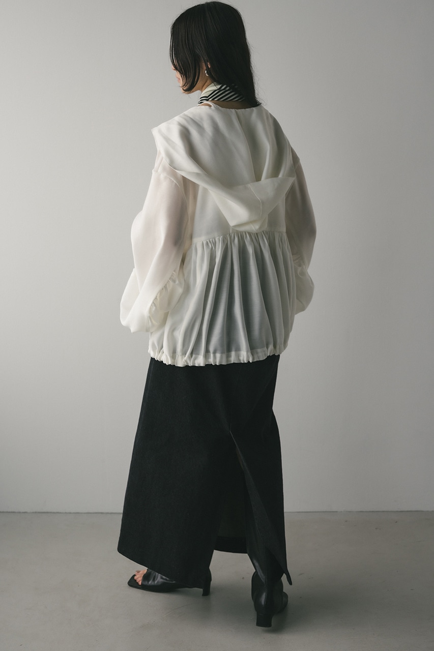 シアーギャザーフードシャツブルゾン WHT FREE