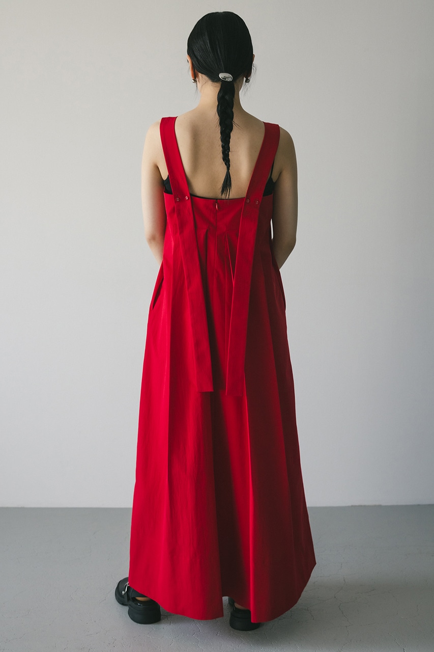 サイドパネルフレアワンピース RED M