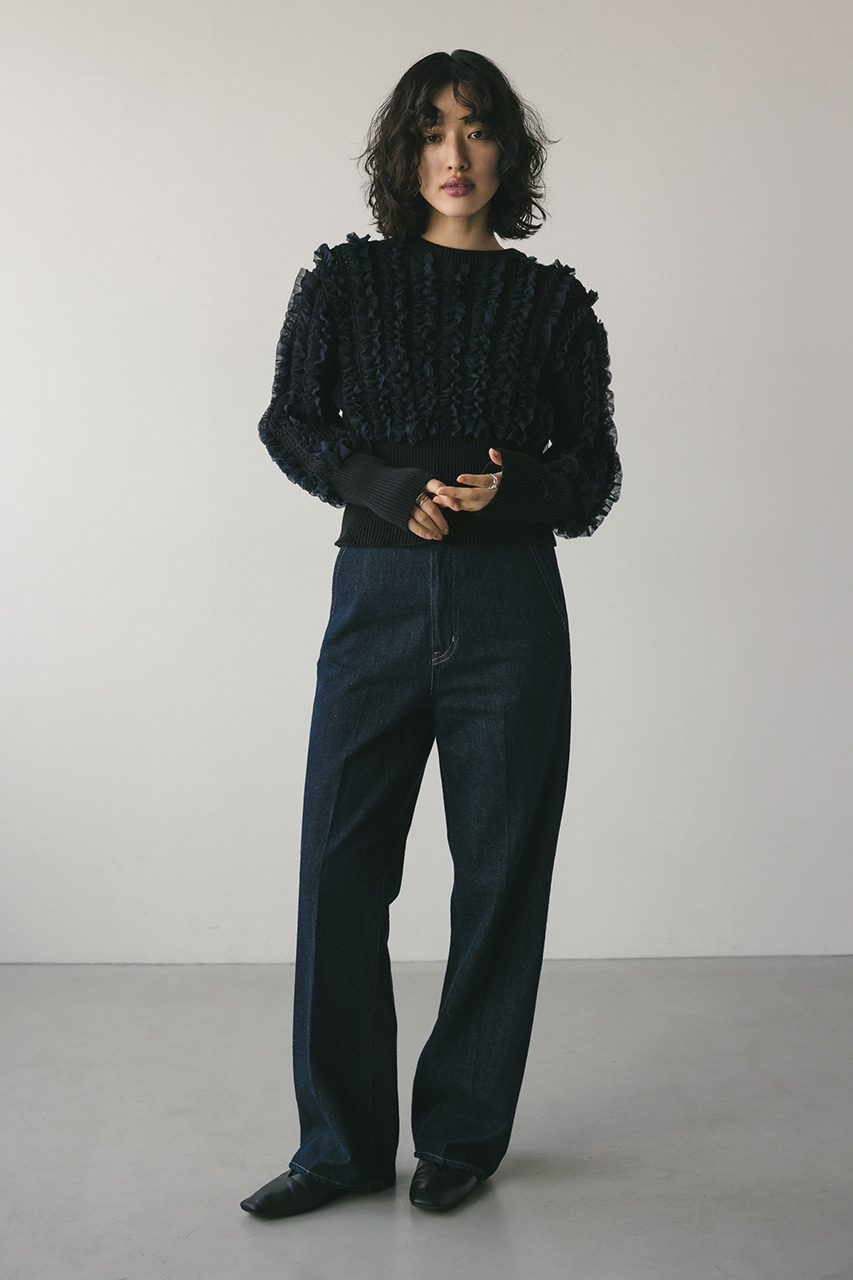 チュールフリルニット NVY FREE