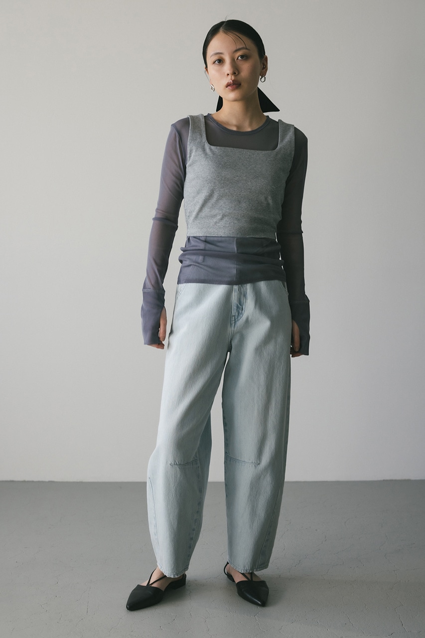 2ピーススクエアビスチェシアートップ GRY FREE