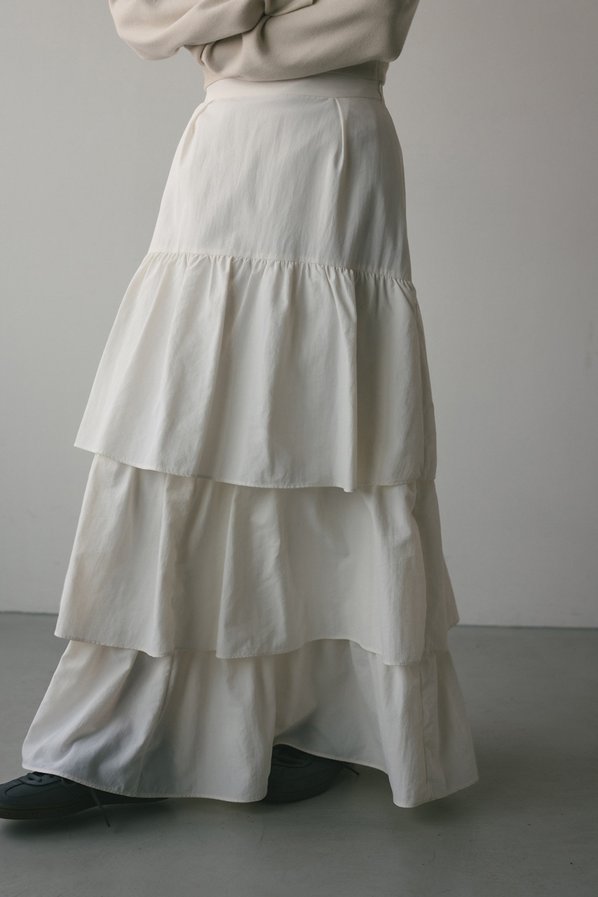 ティアードフレアスカート WHT M