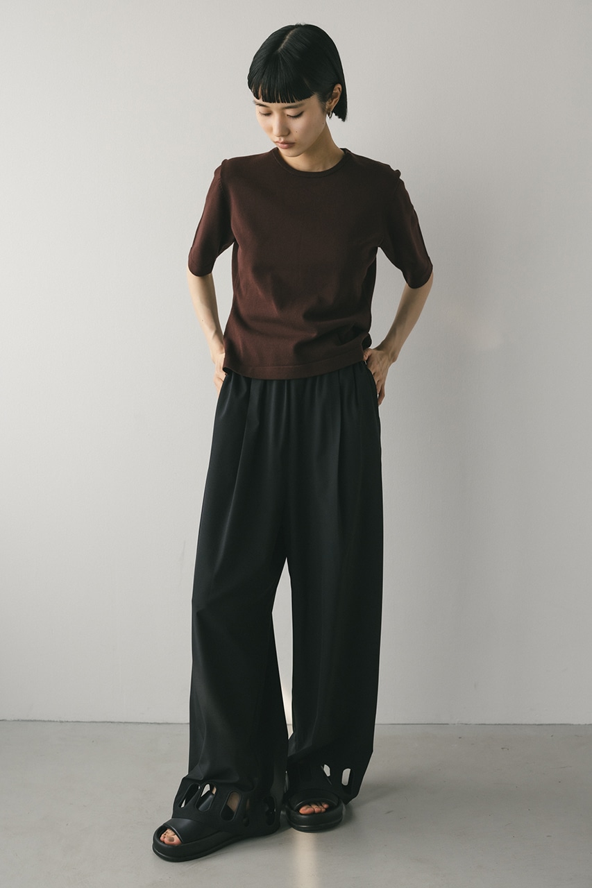 ヘムホールリラックスパンツ BLK M