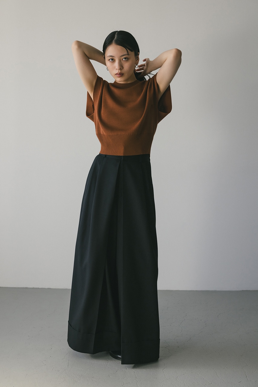 ショルダータックショートニット BRN FREE