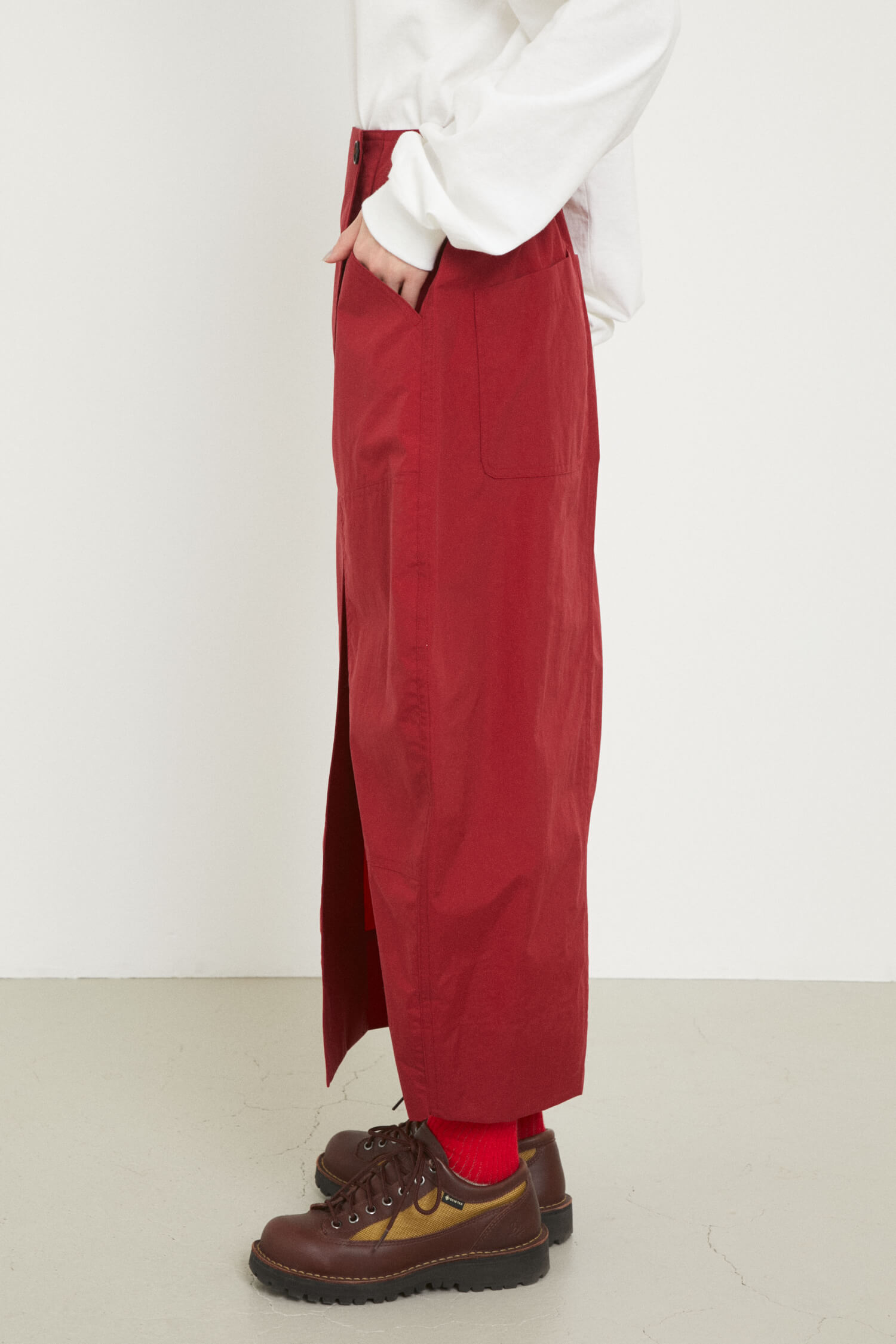 予約］Circle double stitch skirt(FREE L/BLK): スカート(ロング 