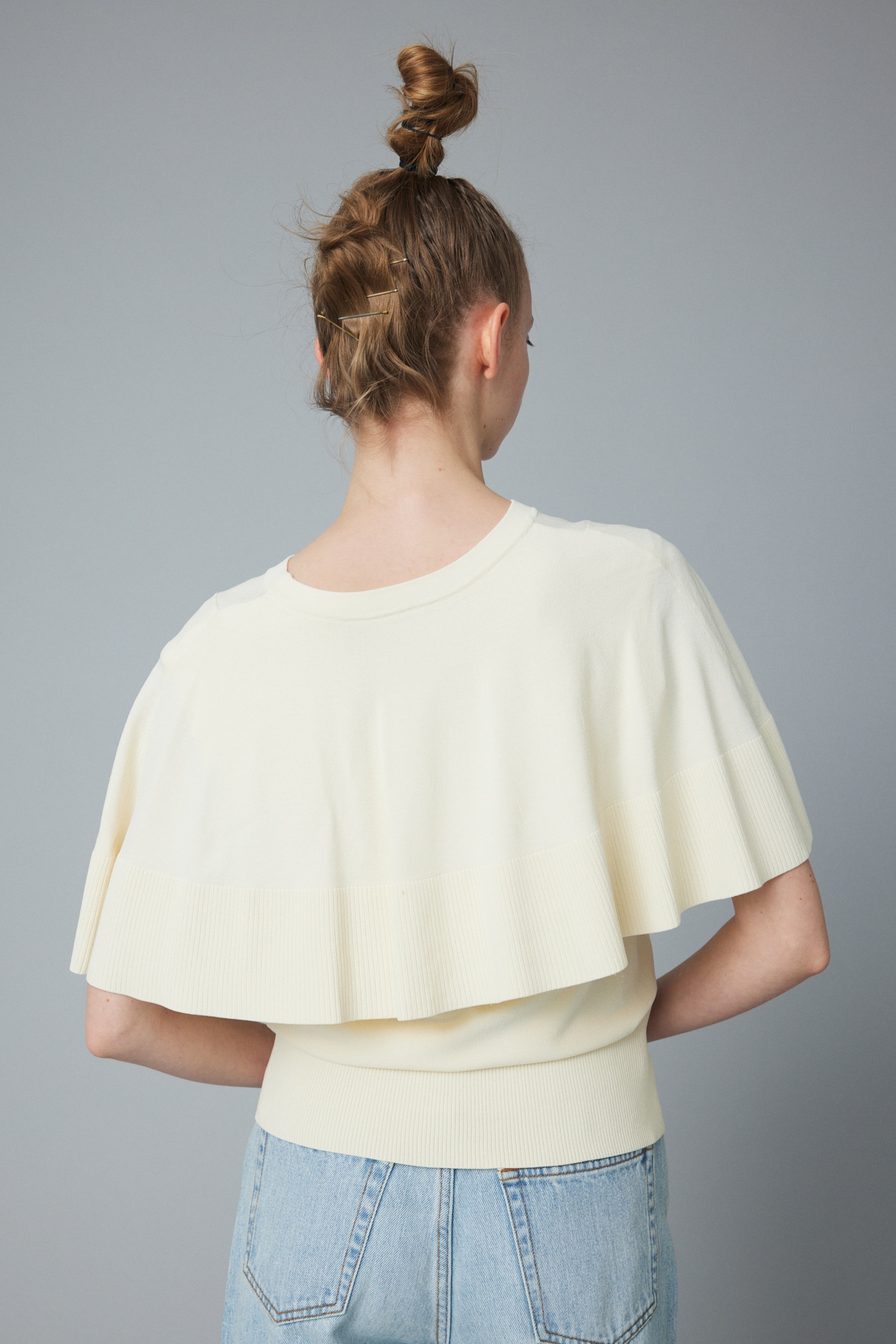 Cape knit tops O/WHT FREE