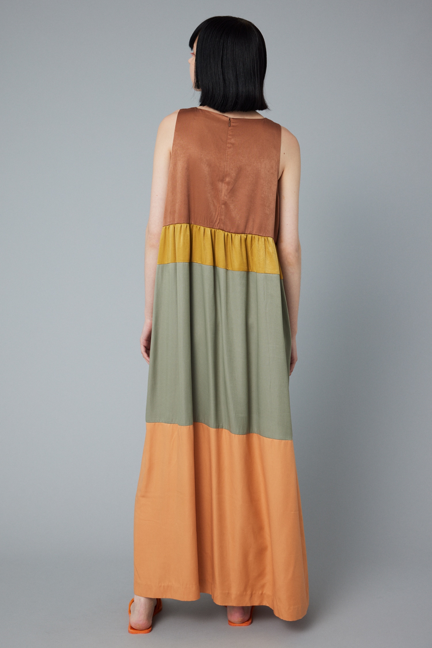 Color blocking dress 柄BRN FREE
