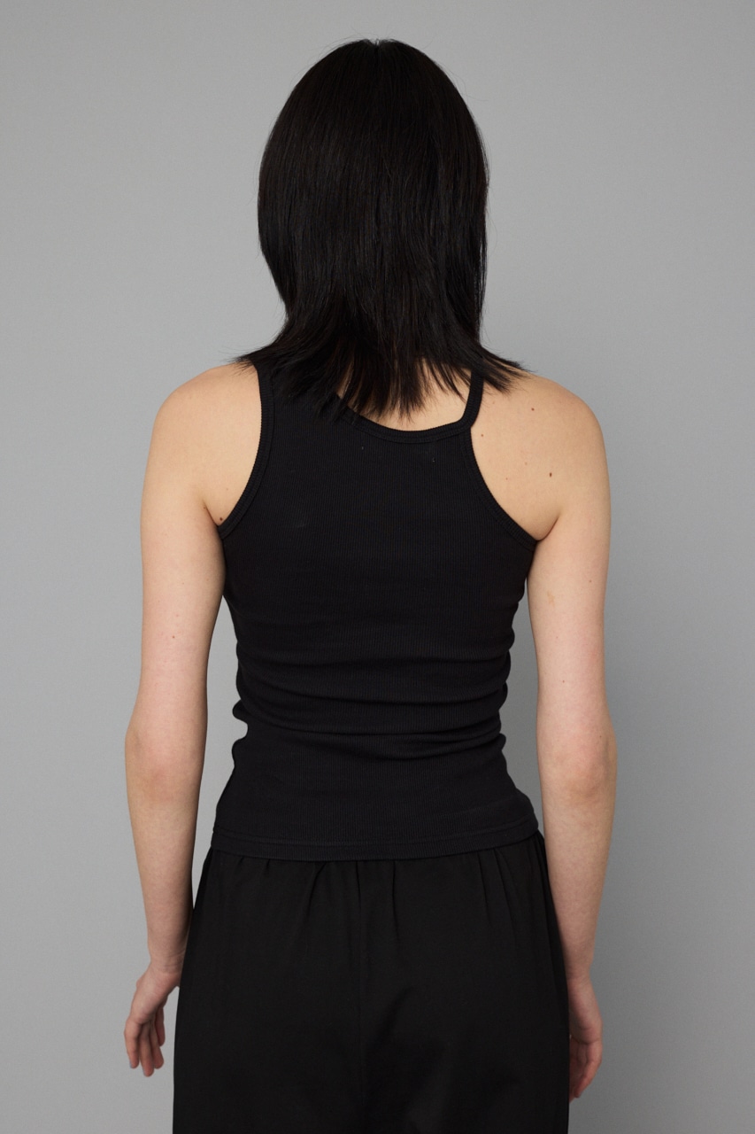 Asymmetry neck tank top BLK FREE